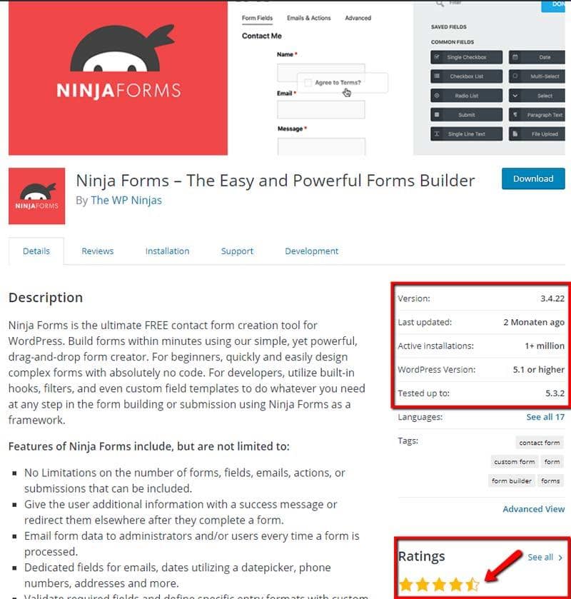 Ninja Forms - Kontaktformular Plugin