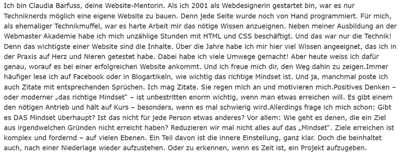 Textwüste - Fehler Website Textwüste - Fehler Website