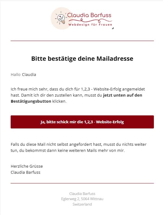 Screenshot einer Double-Opt-In-Mail als Beispiel
