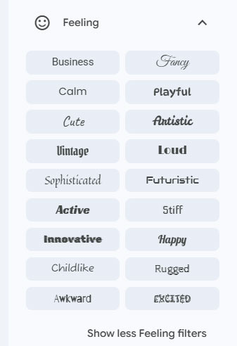 Google Fonsts - Filter Feelings