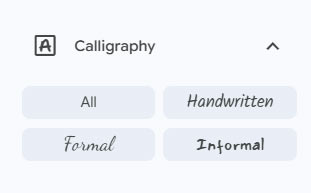Google Fonsts - Filter Calligraphie