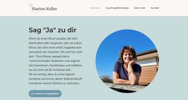 Screenshot Website Marion Keller