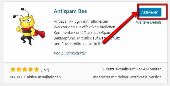 Plugin Antispam Bee aktivieren