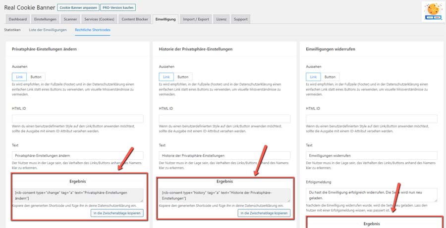 Real Cookie Banner Plugin Shortcodes Real Cookie Banner Plugin Shortcodes