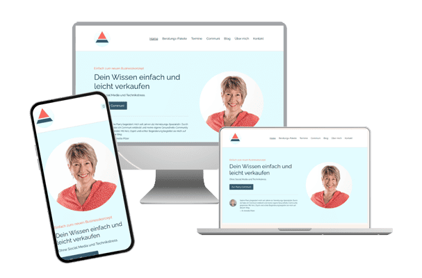 Mockups der Website von Sabine Piarry in verschiedenen Devices.