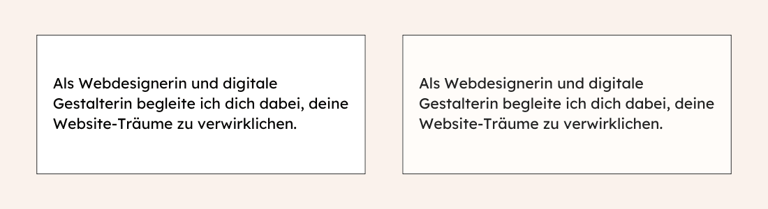 Zwei Beispiele für den Kontrast von Schriftfarben zum Hintergrund. Einmal schwarz auf weiss und einmal ein dunkles grau zu einem leicht eingefärbtem Hintergrund.
