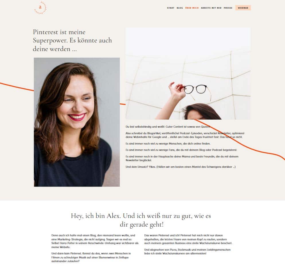 &Uuml;ber mich-Seite der Pinterestexpertin Alexandra Polunin