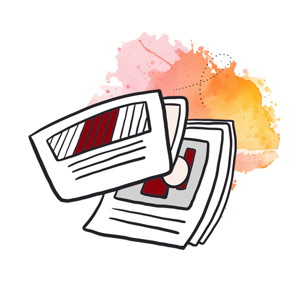 Zeichnung von Dokumenten.